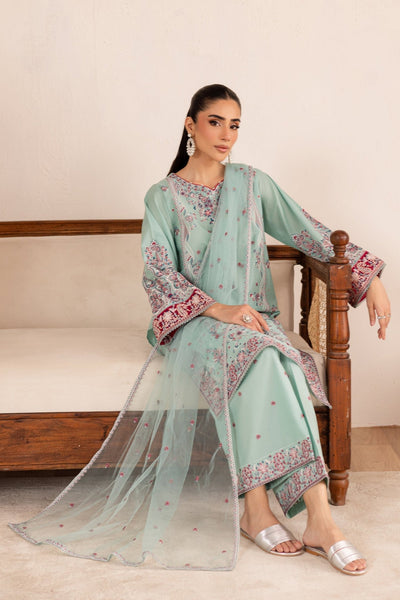 Batik | Nyra Embroidered Summer Solids | Zen-Brand:Batik-Type:Ladies Clothes-Ice Blue-Lawn-House of Maryam- Buy in UK, USA
