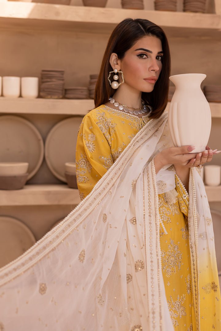 Batik | Ophelia Luxury Pret | Aliea-Brand:Batik-Type:Ladies Clothes-Yellow-Pima Lawn-House of Maryam- Buy in UK, USA