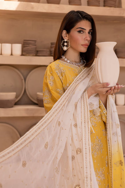 Batik | Ophelia Luxury Pret | Aliea-Brand:Batik-Type:Ladies Clothes-Yellow-Pima Lawn-House of Maryam- Buy in UK, USA