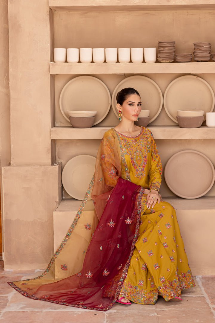 Batik | Ophelia Luxury Pret | Arwen-Brand:Batik-Type:Ladies Clothes-Old Gold-Pima Lawn-House of Maryam- Buy in UK, USA