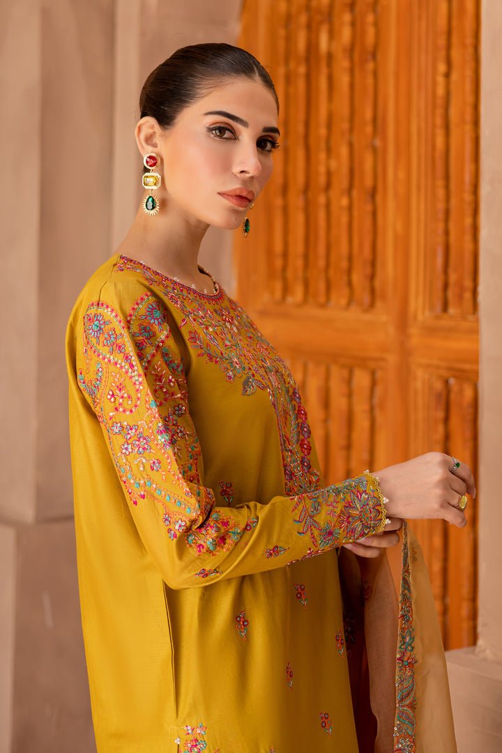 Batik | Ophelia Luxury Pret | Arwen-Brand:Batik-Type:Ladies Clothes-Old Gold-Pima Lawn-House of Maryam- Buy in UK, USA