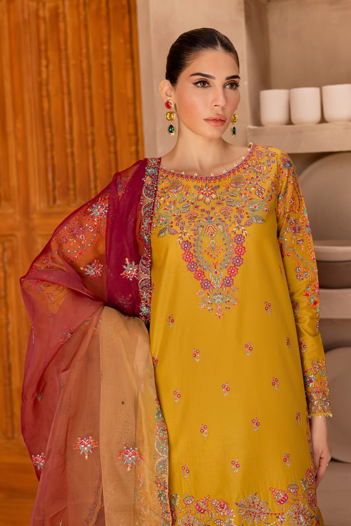 Batik | Ophelia Luxury Pret | Arwen-Brand:Batik-Type:Ladies Clothes-Old Gold-Pima Lawn-House of Maryam- Buy in UK, USA