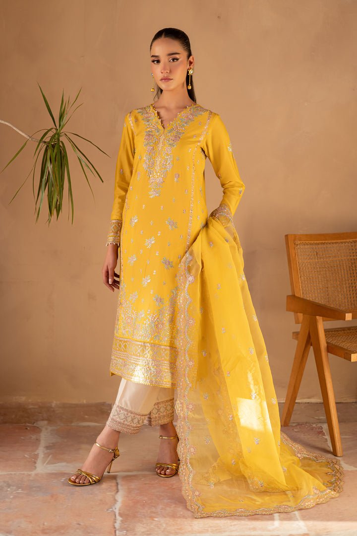 Batik | Ophelia Luxury Pret | Aurelia-Brand:Batik-Type:Ladies Clothes-Mustard Yellow-Pima Lawn-House of Maryam- Buy in UK, USA