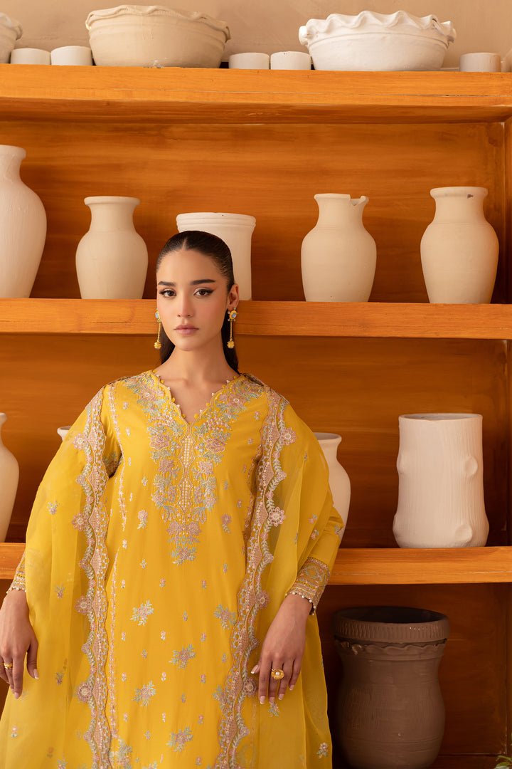 Batik | Ophelia Luxury Pret | Aurelia-Brand:Batik-Type:Ladies Clothes-Mustard Yellow-Pima Lawn-House of Maryam- Buy in UK, USA
