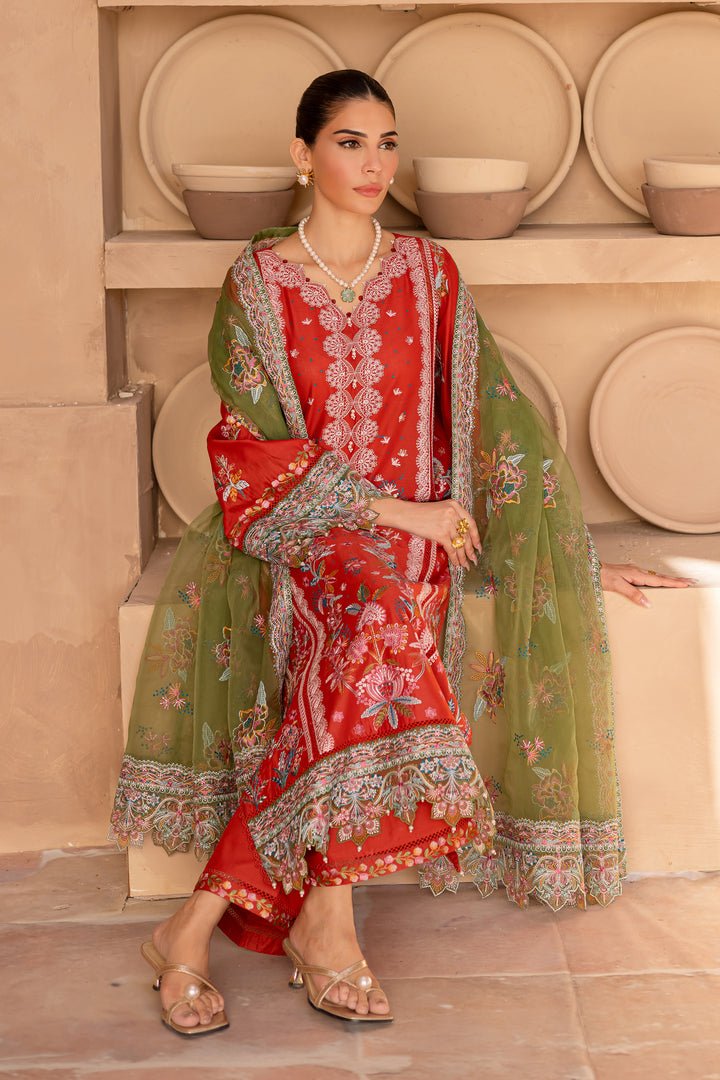 Batik | Ophelia Luxury Pret | Caliste-Brand:Batik-Type:Ladies Clothes-Red-Pima Lawn-House of Maryam- Buy in UK, USA