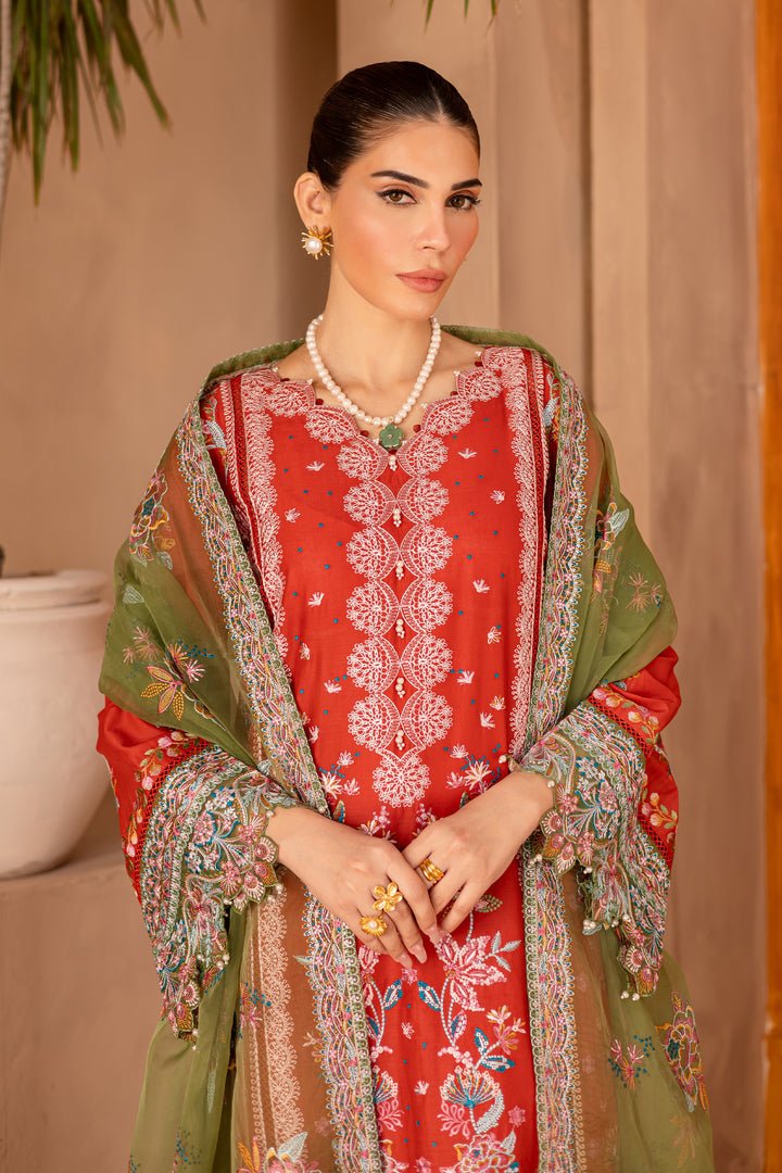 Batik | Ophelia Luxury Pret | Caliste-Brand:Batik-Type:Ladies Clothes-Red-Pima Lawn-House of Maryam- Buy in UK, USA
