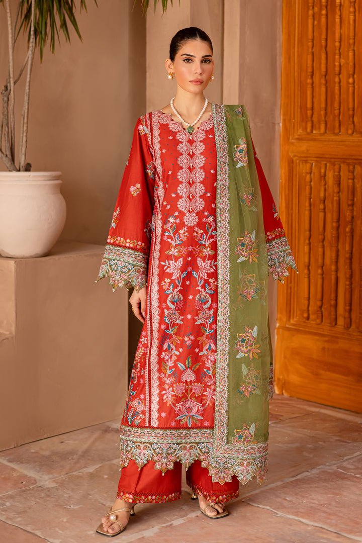 Batik | Ophelia Luxury Pret | Caliste-Brand:Batik-Type:Ladies Clothes-Red-Pima Lawn-House of Maryam- Buy in UK, USA