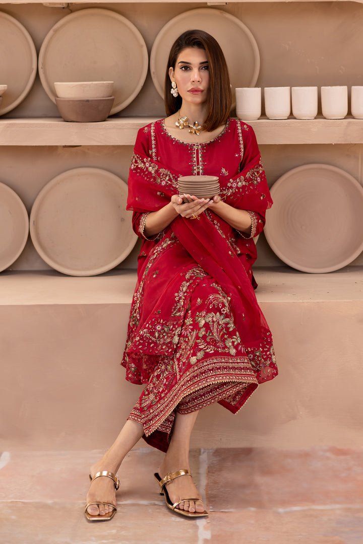 Batik | Ophelia Luxury Pret | Irtaza-Brand:Batik-Type:Ladies Clothes-Red-Lawn-House of Maryam- Buy in UK, USA