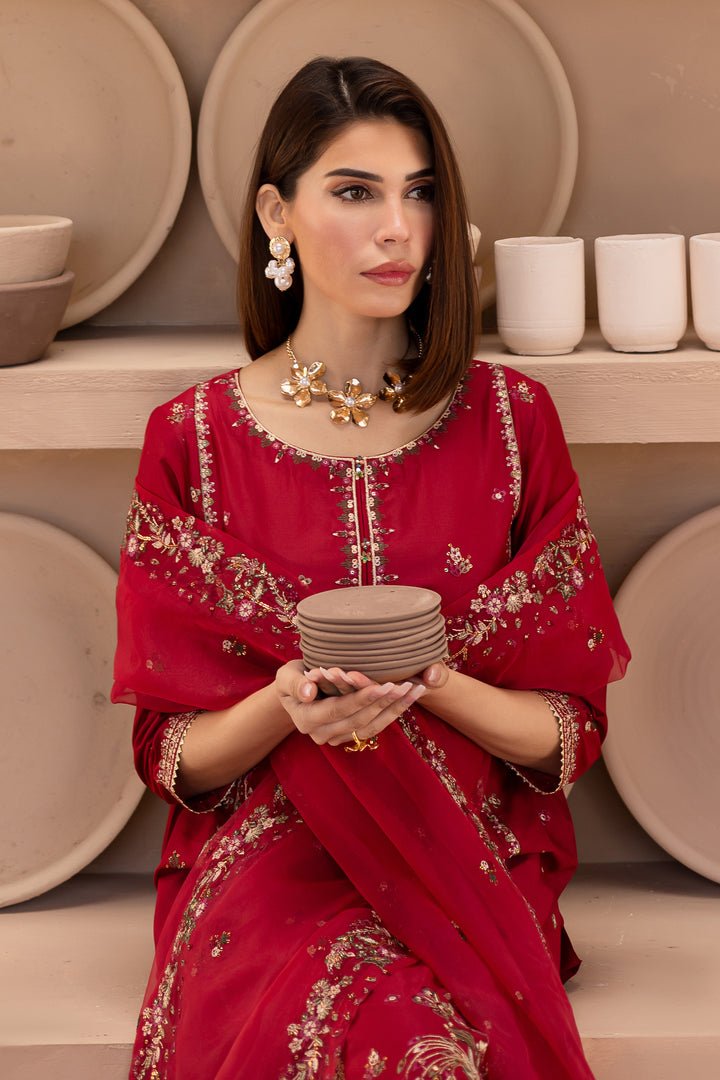 Batik | Ophelia Luxury Pret | Irtaza-Brand:Batik-Type:Ladies Clothes-Red-Lawn-House of Maryam- Buy in UK, USA