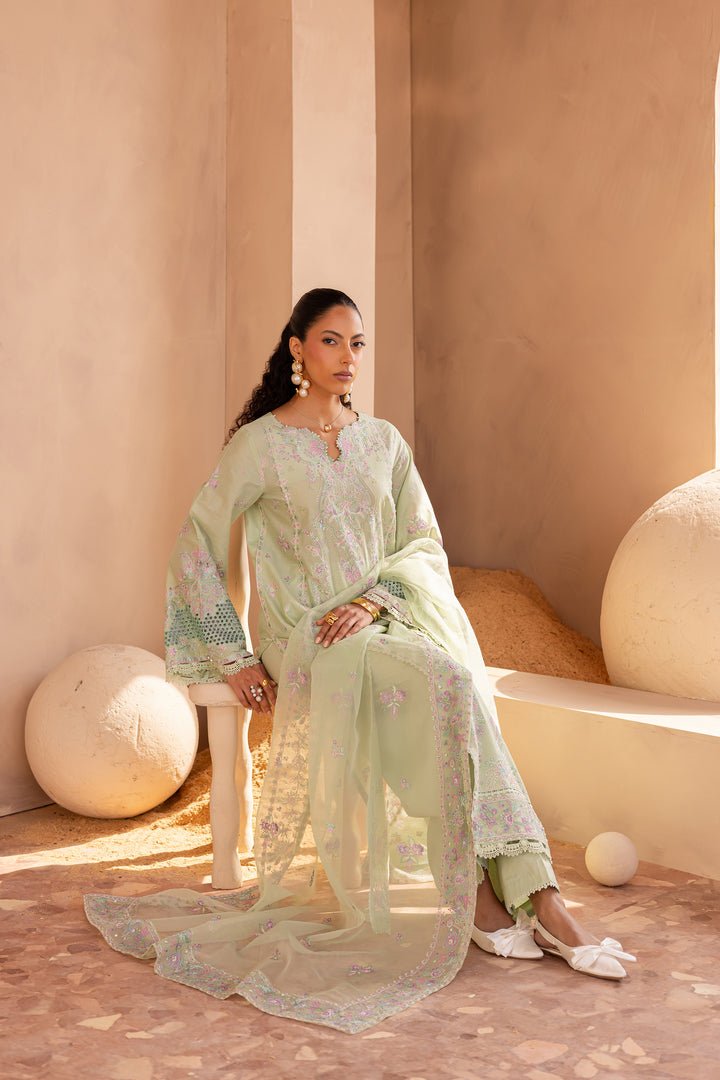 Batik | Ophelia Luxury Pret | Meeral Green-Brand:Batik-Type:Ladies Clothes-Pastel Mint-Pima Lawn-House of Maryam- Buy in UK, USA