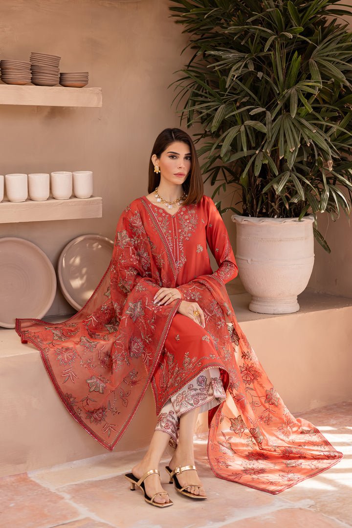 Batik | Ophelia Luxury Pret | Oran-Brand:Batik-Type:Ladies Clothes-Pinkish Orange-Lawn-House of Maryam- Buy in UK, USA