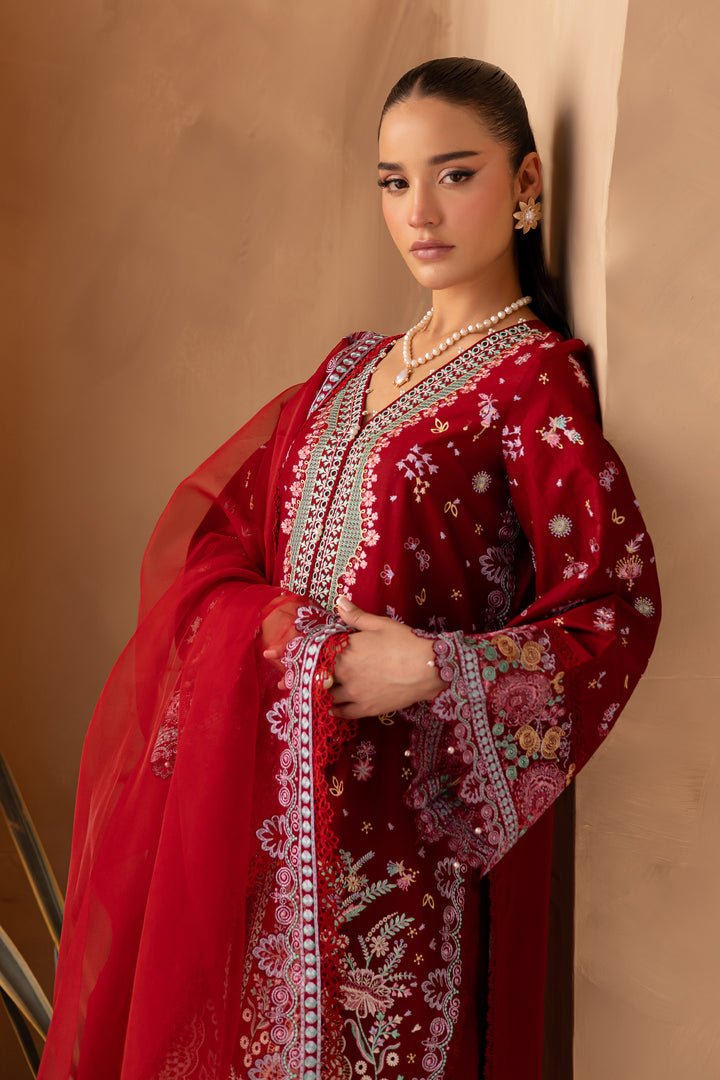 Batik | Ophelia Luxury Pret | Roseline-Brand:Batik-Type:Ladies Clothes-Red-Pima Lawn-House of Maryam- Buy in UK, USA