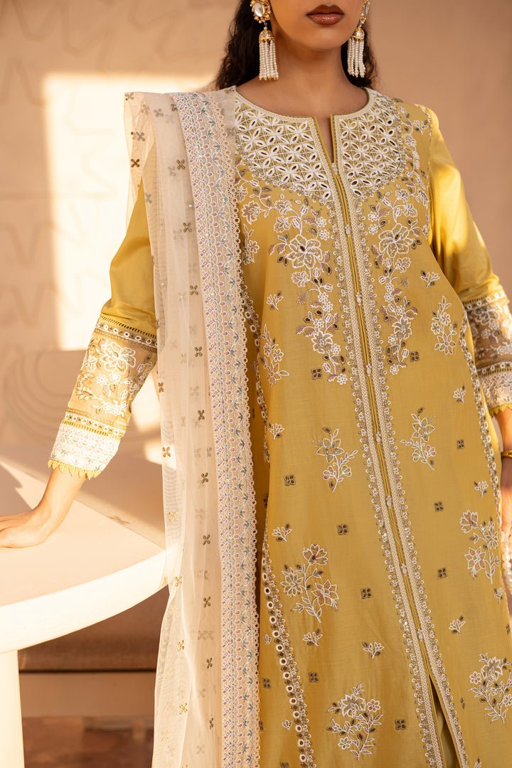 Batik | Ophelia Luxury Pret | Shamma-Brand:Batik-Type:Ladies Clothes-Lime Yellow-Pima Lawn-House of Maryam- Buy in UK, USA