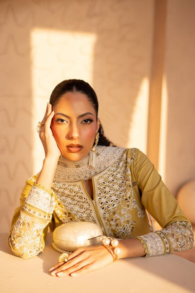 Batik | Ophelia Luxury Pret | Shamma-Brand:Batik-Type:Ladies Clothes-Lime Yellow-Pima Lawn-House of Maryam- Buy in UK, USA