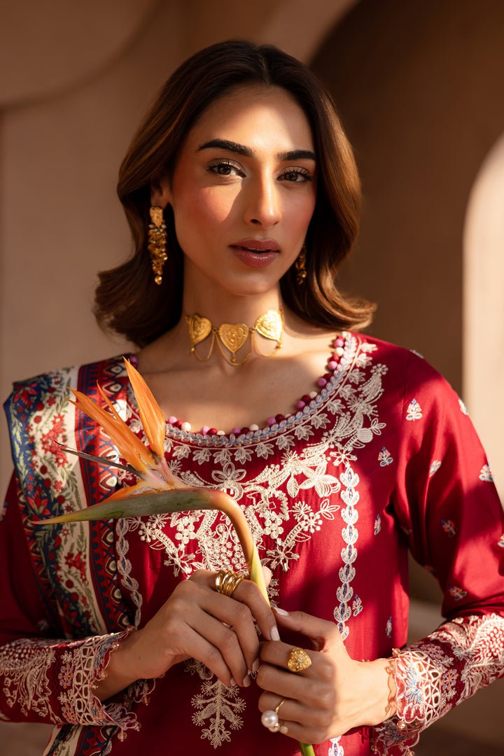 Batik | Ophelia Luxury Pret | Shreya-Brand:Batik-Type:Ladies Clothes-Deep Red-Pima Lawn-House of Maryam- Buy in UK, USA