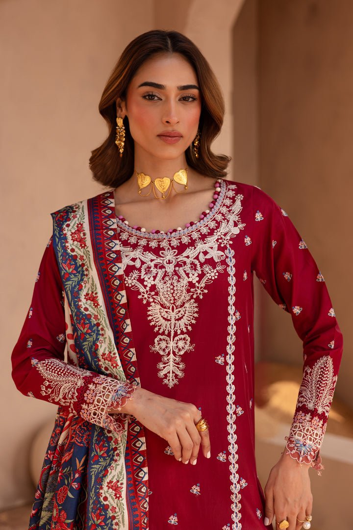 Batik | Ophelia Luxury Pret | Shreya-Brand:Batik-Type:Ladies Clothes-Deep Red-Pima Lawn-House of Maryam- Buy in UK, USA