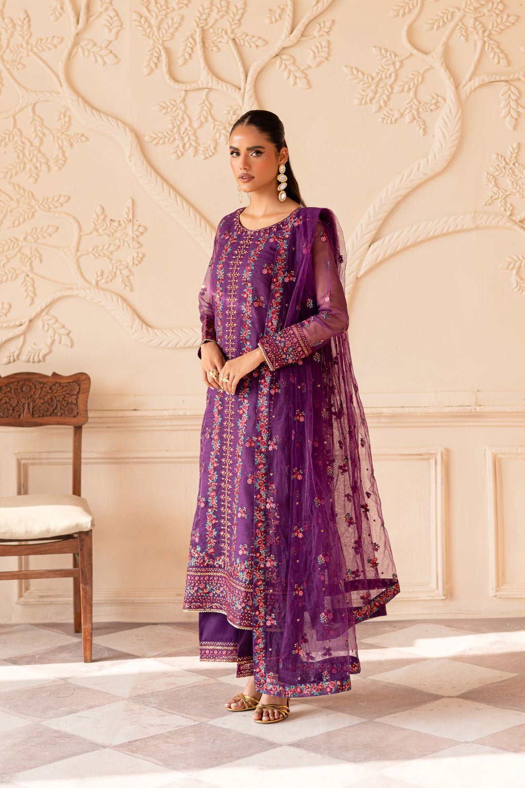 Batik | Zahay Festive Pret | Anahita-Brand:Batik-Type:Ladies Clothes-Purple-Organza-House of Maryam- Buy in UK, USA