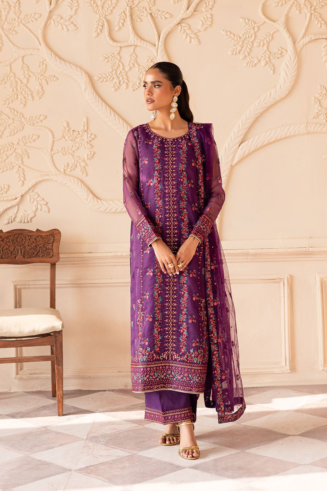 Batik | Zahay Festive Pret | Anahita-Brand:Batik-Type:Ladies Clothes-Purple-Organza-House of Maryam- Buy in UK, USA