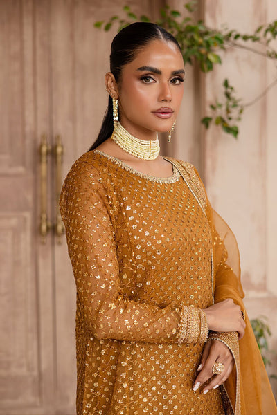 Batik | Zahay Festive Pret | Ezra Mustard-Brand:Batik-Type:Ladies Clothes-Mustard-Organza-House of Maryam- Buy in UK, USA