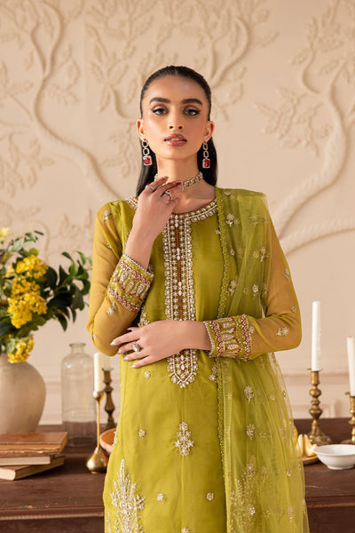 Batik | Zahay Festive Pret | Halia-Brand:Batik-Type:Ladies Clothes-Olive-Organza-House of Maryam- Buy in UK, USA