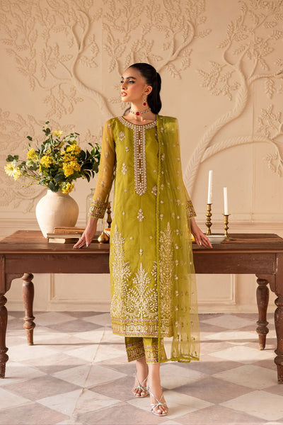 Batik | Zahay Festive Pret | Halia-Brand:Batik-Type:Ladies Clothes-Olive-Organza-House of Maryam- Buy in UK, USA