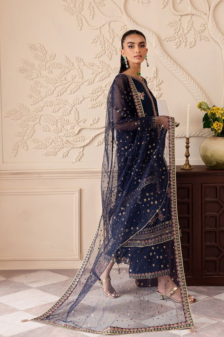 Batik | Zahay Festive Pret | Ishani-Brand:Batik-Type:Ladies Clothes-Dark Blue-Organza-House of Maryam- Buy in UK, USA