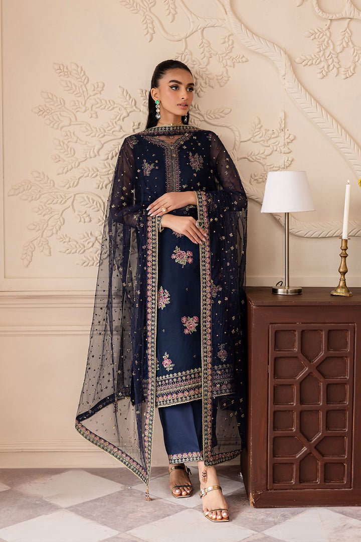 Batik | Zahay Festive Pret | Ishani-Brand:Batik-Type:Ladies Clothes-Dark Blue-Organza-House of Maryam- Buy in UK, USA