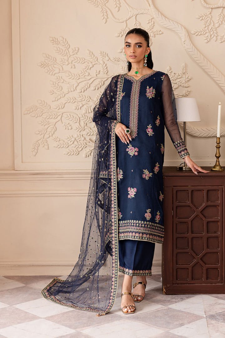 Batik | Zahay Festive Pret | Ishani-Brand:Batik-Type:Ladies Clothes-Dark Blue-Organza-House of Maryam- Buy in UK, USA