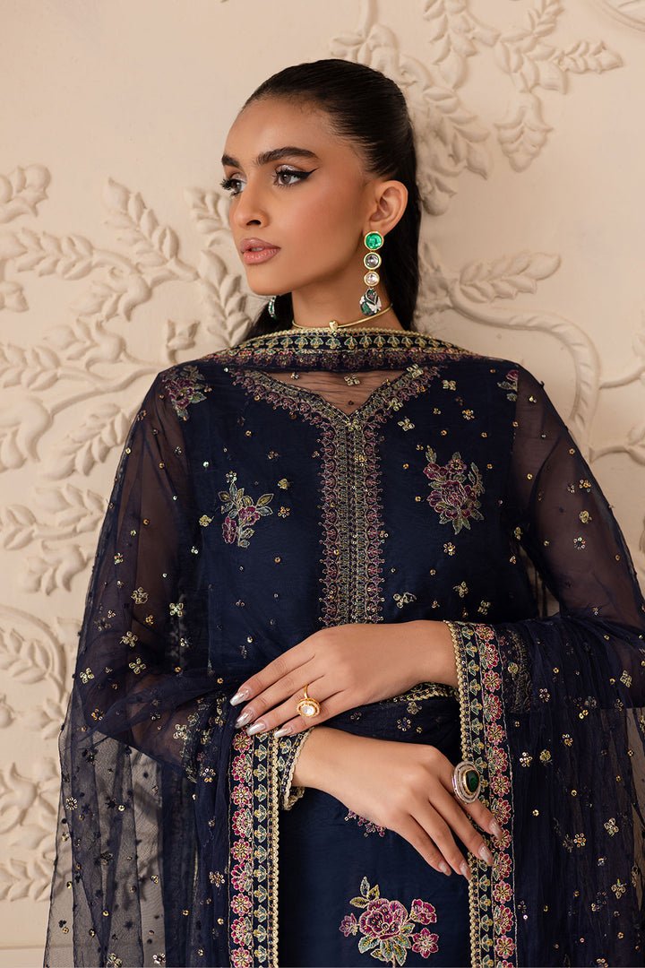 Batik | Zahay Festive Pret | Ishani-Brand:Batik-Type:Ladies Clothes-Dark Blue-Organza-House of Maryam- Buy in UK, USA