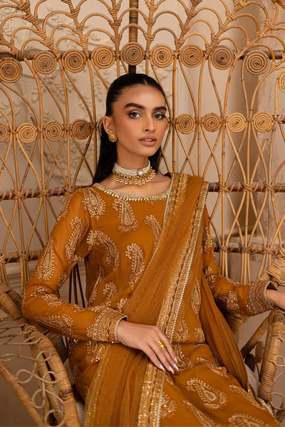 Batik | Zahay Festive Pret | Paisley Mustard-Brand:Batik-Type:Ladies Clothes-Mustard-Crinkle-House of Maryam- Buy in UK, USA