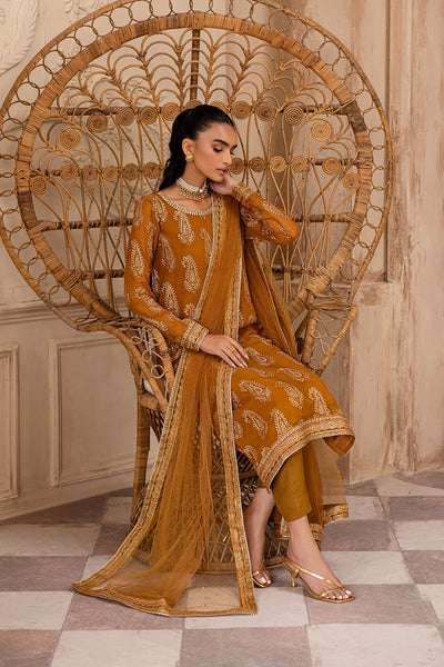 Batik | Zahay Festive Pret | Paisley Mustard-Brand:Batik-Type:Ladies Clothes-Mustard-Crinkle-House of Maryam- Buy in UK, USA