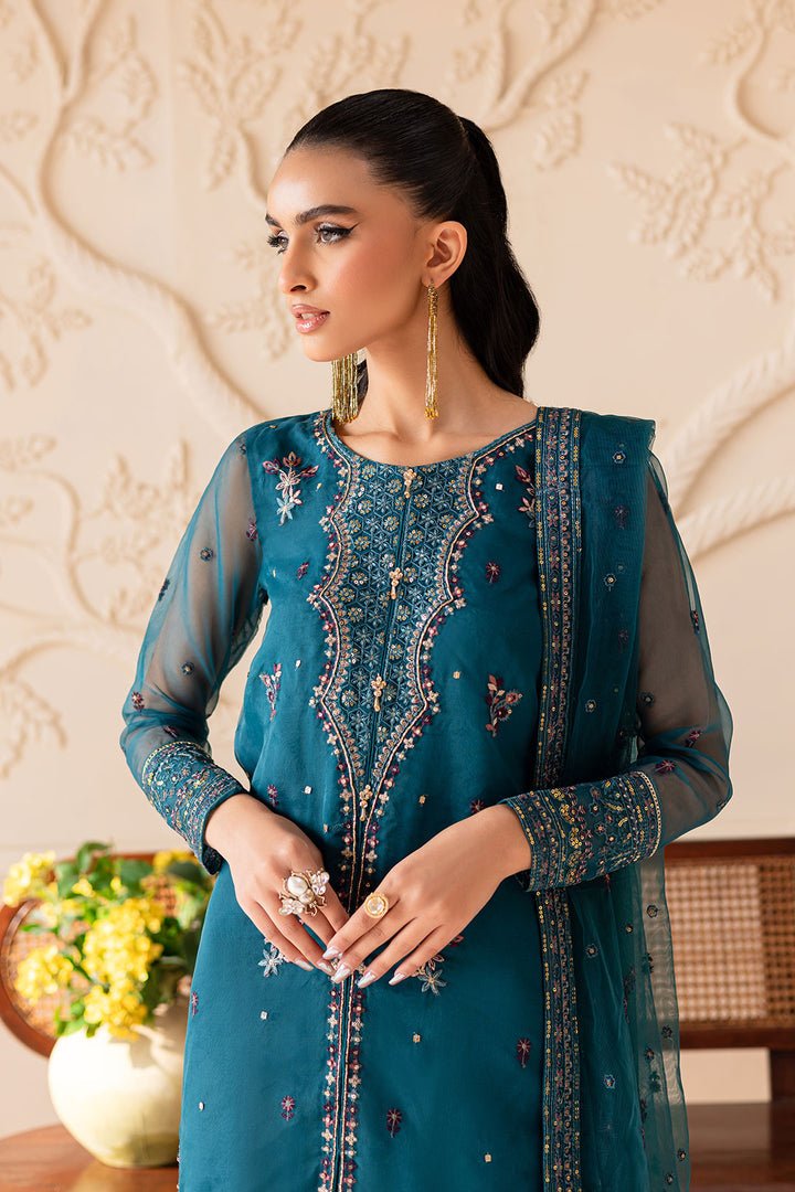 Batik | Zahay Festive Pret | Sanaz-Brand:Batik-Type:Ladies Clothes-Teal Blue-Organza-House of Maryam- Buy in UK, USA