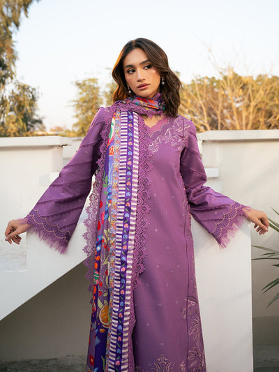 Bin Ilyas | Hazel Printed Lawn 25 | 2071 - A-Brand:Bin Ilyas-Type:Ladies Clothes-Lilac-Lawn-House of Maryam- Buy in UK, USA