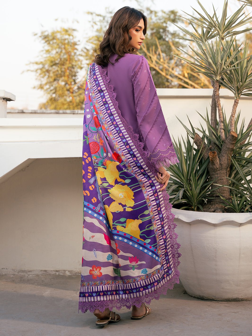 Bin Ilyas | Hazel Printed Lawn 25 | 2071 - A-Brand:Bin Ilyas-Type:Ladies Clothes-Lilac-Lawn-House of Maryam- Buy in UK, USA
