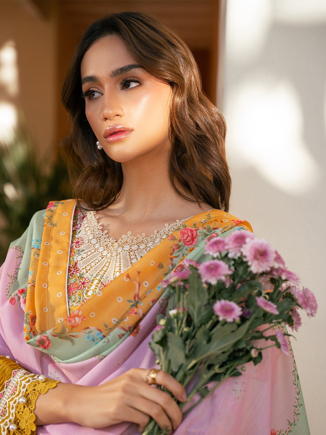 Bin Ilyas | Hazel Printed Lawn 25 | 2072 - B-Brand:Bin Ilyas-Type:Ladies Clothes-Yellow-Lawn-House of Maryam- Buy in UK, USA