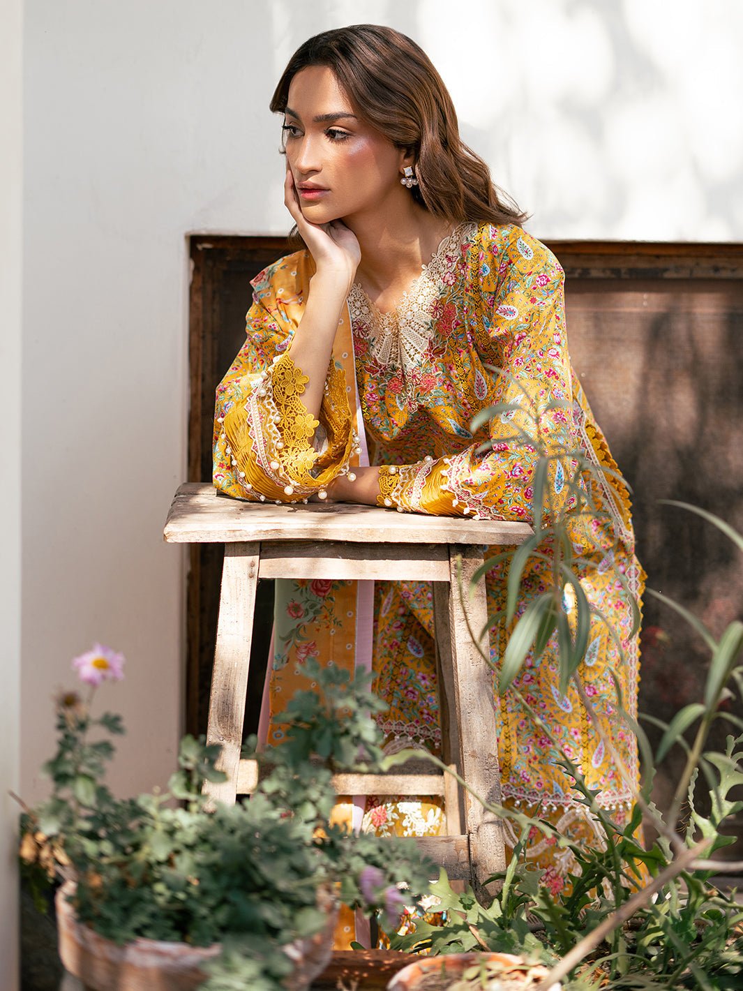 Bin Ilyas | Hazel Printed Lawn 25 | 2072 - B-Brand:Bin Ilyas-Type:Ladies Clothes-Yellow-Lawn-House of Maryam- Buy in UK, USA
