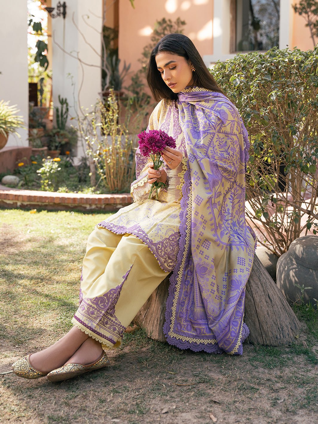 Bin Ilyas | Hazel Printed Lawn 25 | 2074 - A-Brand:Bin Ilyas-Type:Ladies Clothes-Yellow-Lawn-House of Maryam- Buy in UK, USA