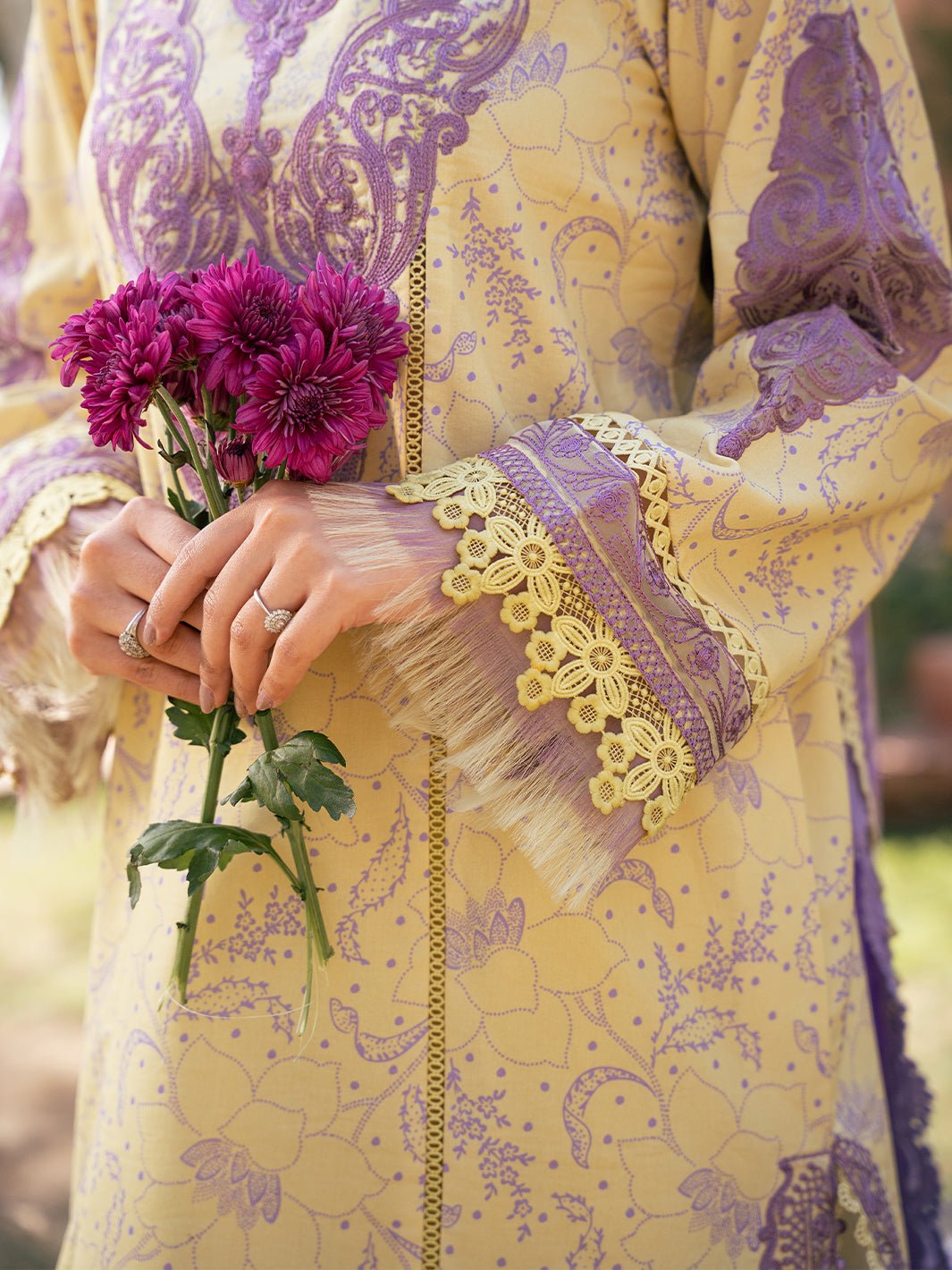 Bin Ilyas | Hazel Printed Lawn 25 | 2074 - A-Brand:Bin Ilyas-Type:Ladies Clothes-Yellow-Lawn-House of Maryam- Buy in UK, USA