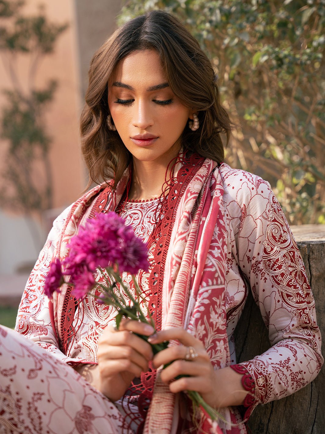Bin Ilyas | Hazel Printed Lawn 25 | 2074 - B-Brand:Bin Ilyas-Type:Ladies Clothes-Beige-Lawn-House of Maryam- Buy in UK, USA