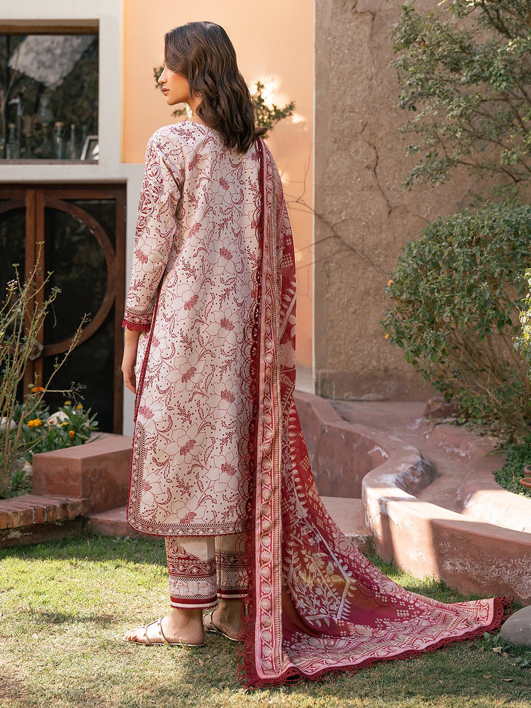 Bin Ilyas | Hazel Printed Lawn 25 | 2074 - B-Brand:Bin Ilyas-Type:Ladies Clothes-Beige-Lawn-House of Maryam- Buy in UK, USA