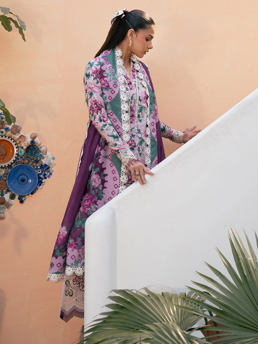 Bin Ilyas | Hazel Printed Lawn 25 | 2075 - A-Brand:Bin Ilyas-Type:Ladies Clothes-Pink-Lawn-House of Maryam- Buy in UK, USA