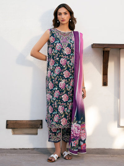 Bin Ilyas | Hazel Printed Lawn 25 | 2076 - A-Brand:Bin Ilyas-Type:Ladies Clothes-Zinc-Lawn-House of Maryam- Buy in UK, USA