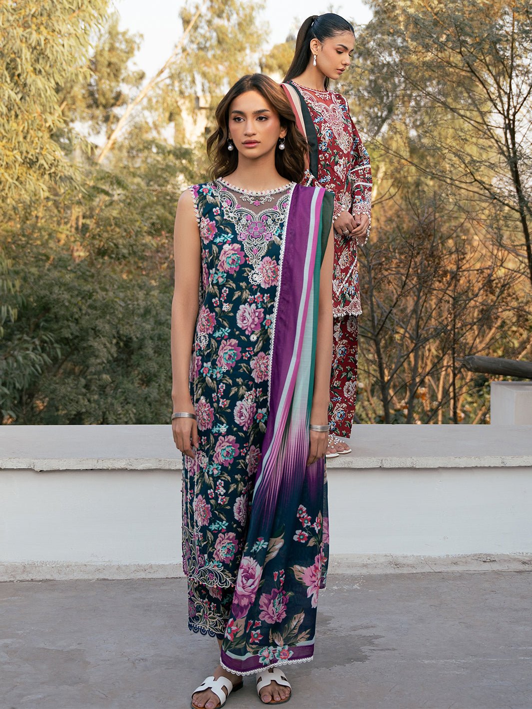 Bin Ilyas | Hazel Printed Lawn 25 | 2076 - A-Brand:Bin Ilyas-Type:Ladies Clothes-Zinc-Lawn-House of Maryam- Buy in UK, USA