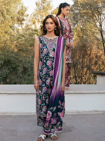 Bin Ilyas | Hazel Printed Lawn 25 | 2076 - A-Brand:Bin Ilyas-Type:Ladies Clothes-Zinc-Lawn-House of Maryam- Buy in UK, USA