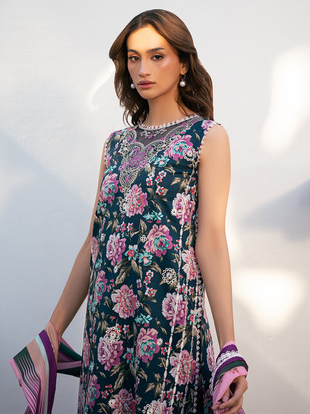 Bin Ilyas | Hazel Printed Lawn 25 | 2076 - A-Brand:Bin Ilyas-Type:Ladies Clothes-Zinc-Lawn-House of Maryam- Buy in UK, USA
