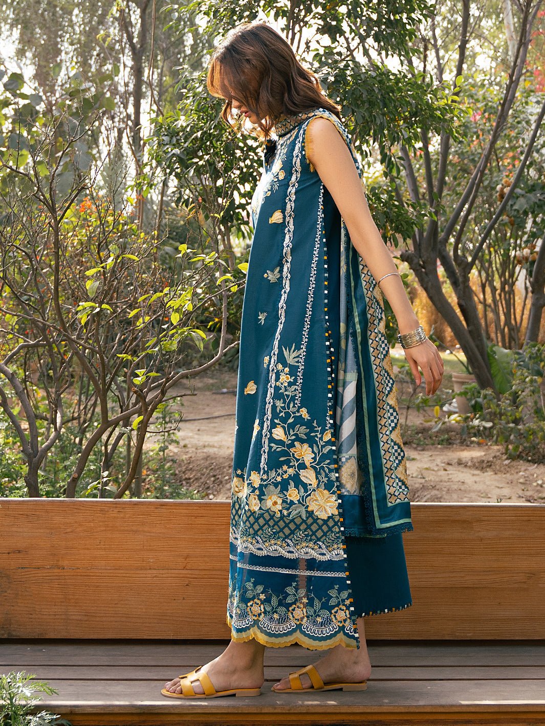 Bin Ilyas | Hazel Printed Lawn 25 | 2077 - B-Brand:Bin Ilyas-Type:Ladies Clothes-Zinc-Lawn-House of Maryam- Buy in UK, USA