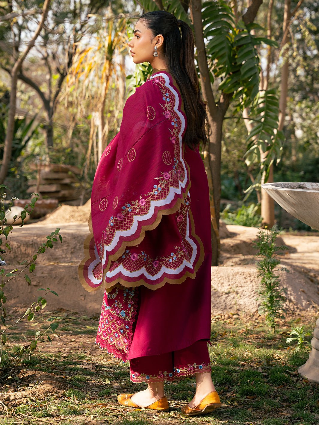 Bin Ilyas | Hazel Printed Lawn 25 | 2078 - A-Brand:Bin Ilyas-Type:Ladies Clothes-Berry-Lawn-House of Maryam- Buy in UK, USA