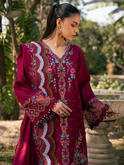 Bin Ilyas | Hazel Printed Lawn 25 | 2078 - A-Brand:Bin Ilyas-Type:Ladies Clothes-Berry-Lawn-House of Maryam- Buy in UK, USA