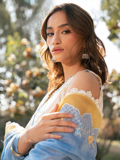 Bin Ilyas | Hazel Printed Lawn 25 | 2078 - B-Brand:Bin Ilyas-Type:Ladies Clothes-White-Lawn-House of Maryam- Buy in UK, USA