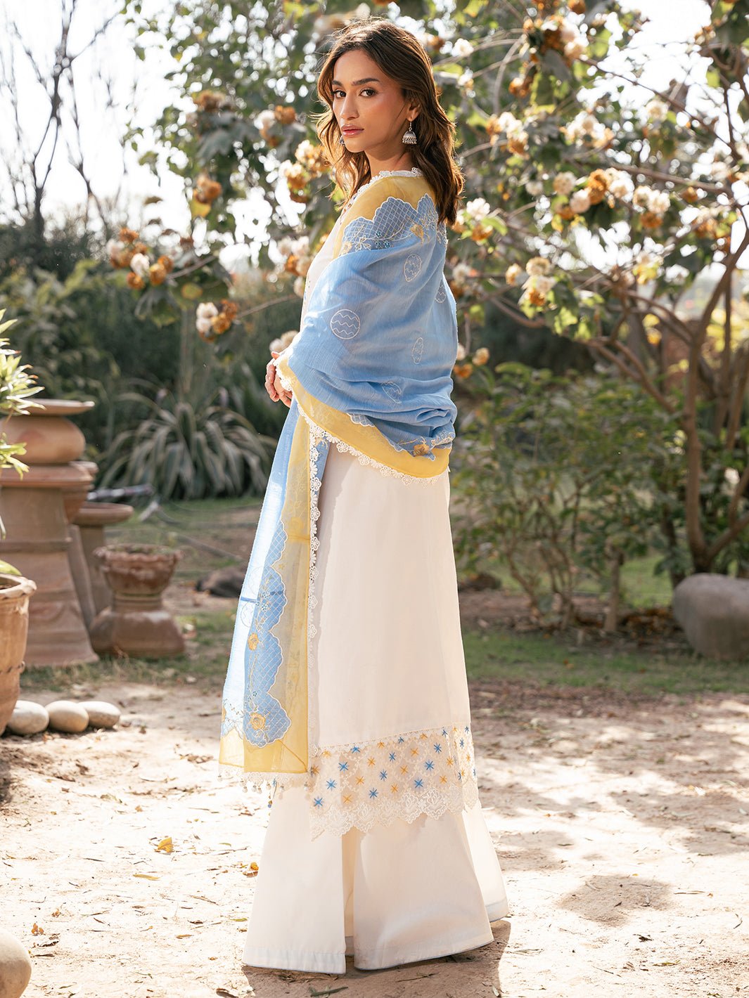 Bin Ilyas | Hazel Printed Lawn 25 | 2078 - B-Brand:Bin Ilyas-Type:Ladies Clothes-White-Lawn-House of Maryam- Buy in UK, USA